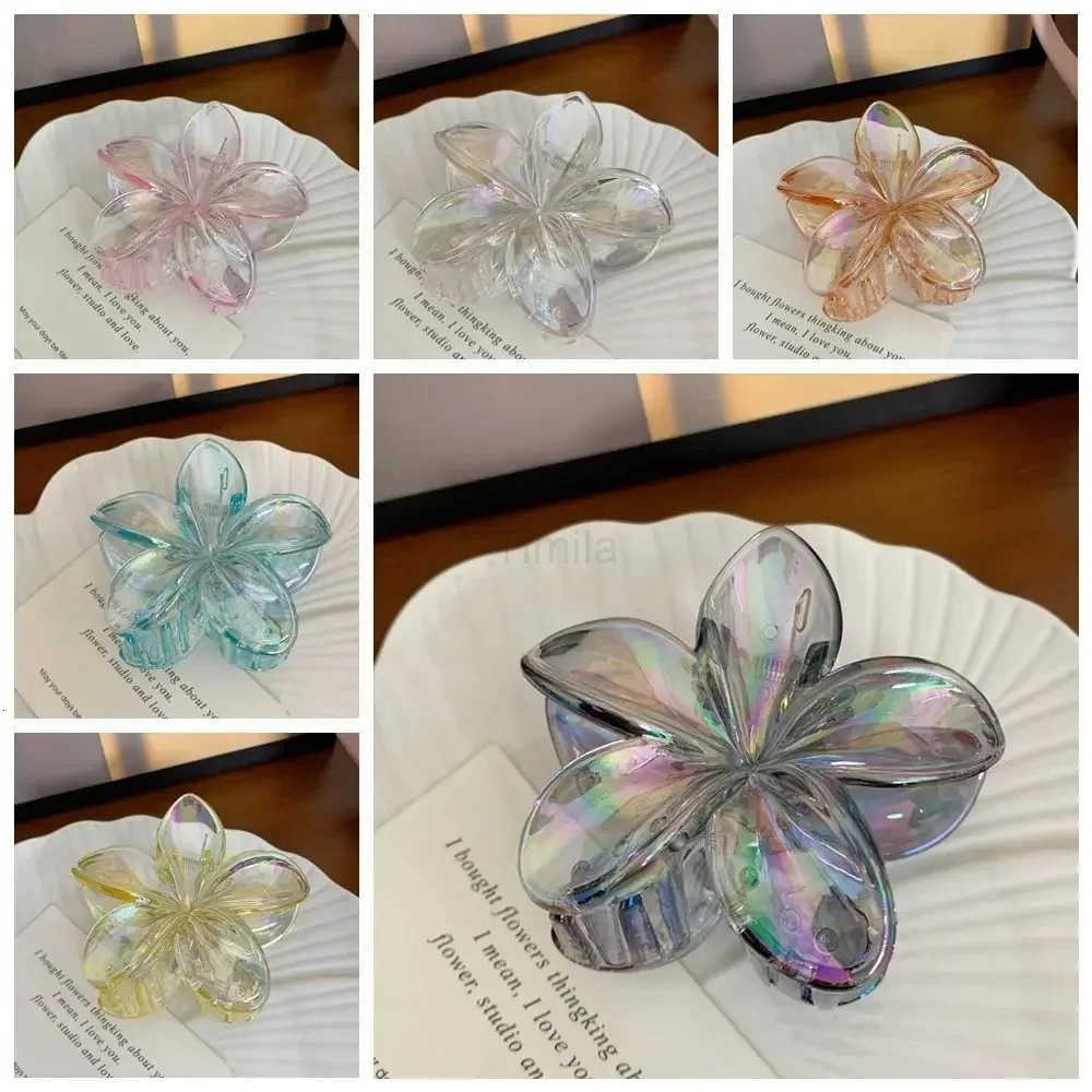 Hairpin Flower Hair Clip Cute Grab Clip Plastic Large Hair Claw Beach Headwear Hair Accessories Transparent Hair Clip Female U250807