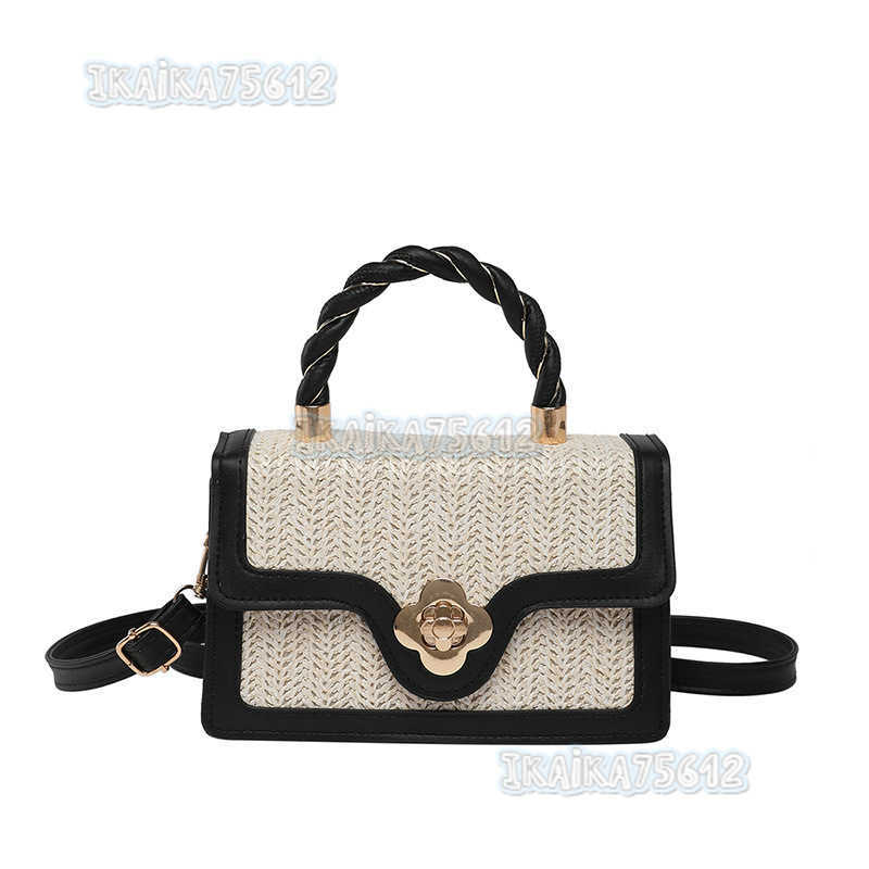 Trendy Womens Bags Summer New Fashion Versatile Woven Color Block Shoulder Crossbody Handbag Small Square Bag H250806