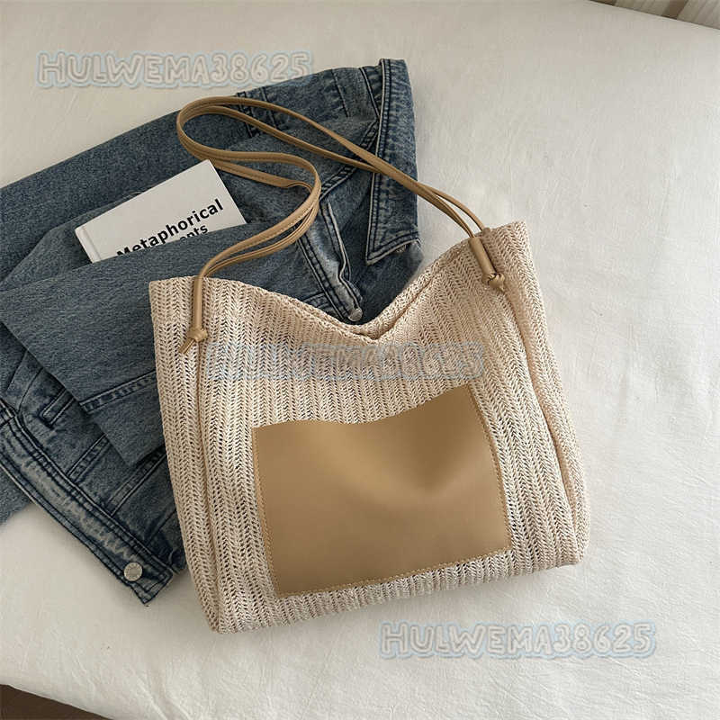 Artistic Single Shoulder Bag for Women 2024 Fashionable Design Vacation Style Large Capacity Shopping Bag Woven Tote Bag H250806