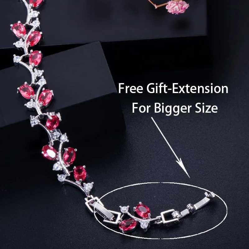 100% Natural Royal Women Jewelry Silver Color Dark Blue CZ Crystal Leaf Chain Link Bracelets and Bangles for Party Gift B042 W250807