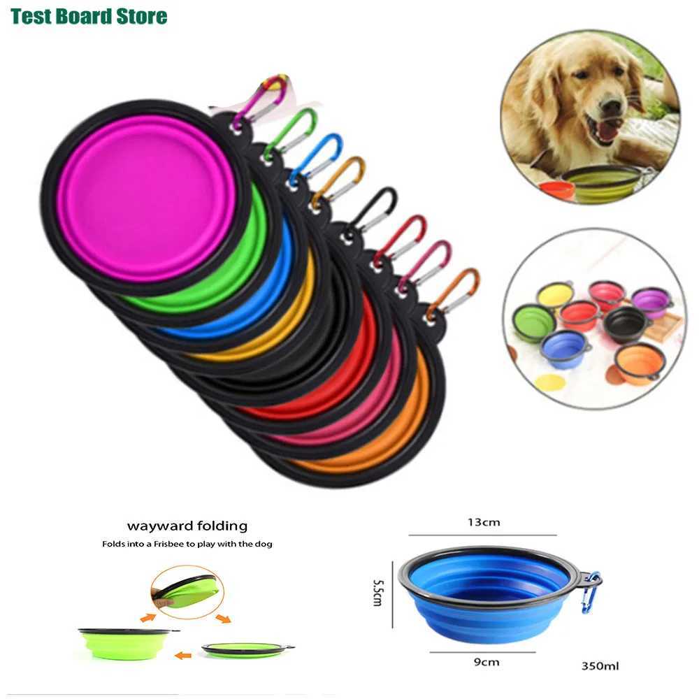 1Pcs 350ml Collapsible Dog Pet Folding Silicone Bowl Outdoor Travel Portable Puppy Food Container Feeder Dish Bowl Y250806