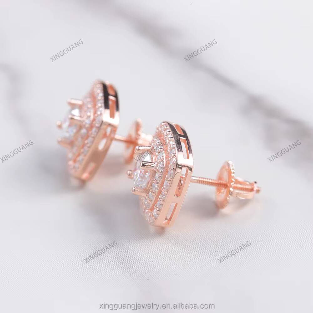 Custom Fine Jewelry Earrings 925 Silver 18k Gold Plated Screw Back Stud Earring D Color VVS Moissanite Earring GRA Certificate
