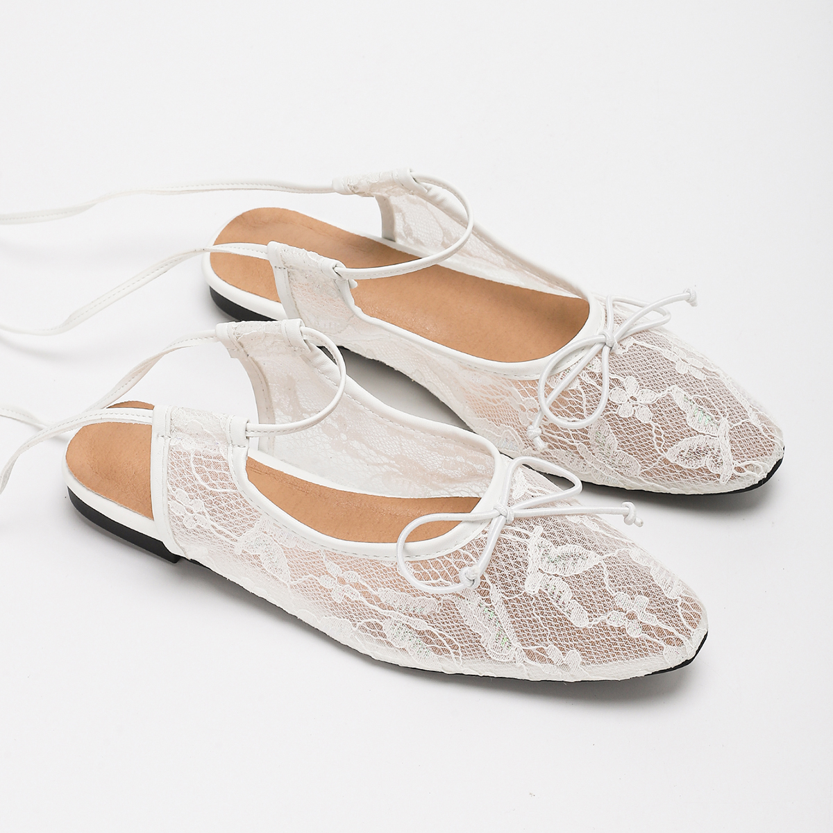 Sandals Women's Flat Shoes New Hollow-out Breathable Lace-up Ultra-light Square-toe Casual Comfortable Versatile Elegant