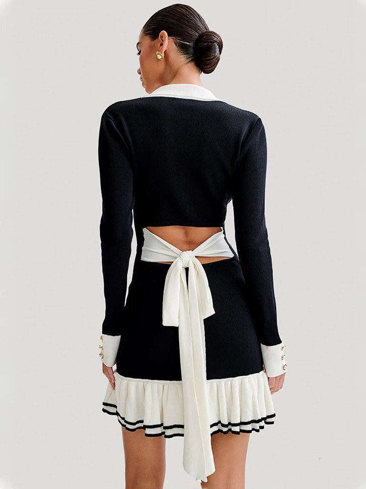 Trendix Elegant Knit Sweater Dress Women High Waist Slim Long Sleeve Cardigan Dress Ladies Party Fashion Knitted Evening Dresses 250806