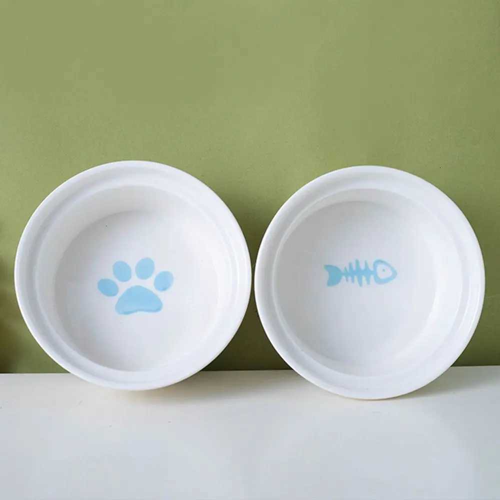 Colorful Cat Bowl Double Bowl Ceramic Pet Feeding Bowl Cervical Protection High Foot Diagonal Cat Food Pot For Drinking Feeding Y250806