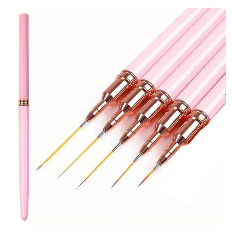 5Pcs/Set Nail Art Liner Brushes Set Elongated Lines Striping Drawing UV Gel Painting Nail Pen Professional Manicure Tool 250805