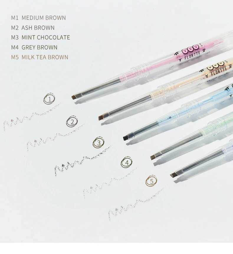 Flortte Mood Institute Fune Series Browpencil Double-head Superfine Eyebrow Enhancer Long-lasting Smudge-proof Women Eye Makeup W250807