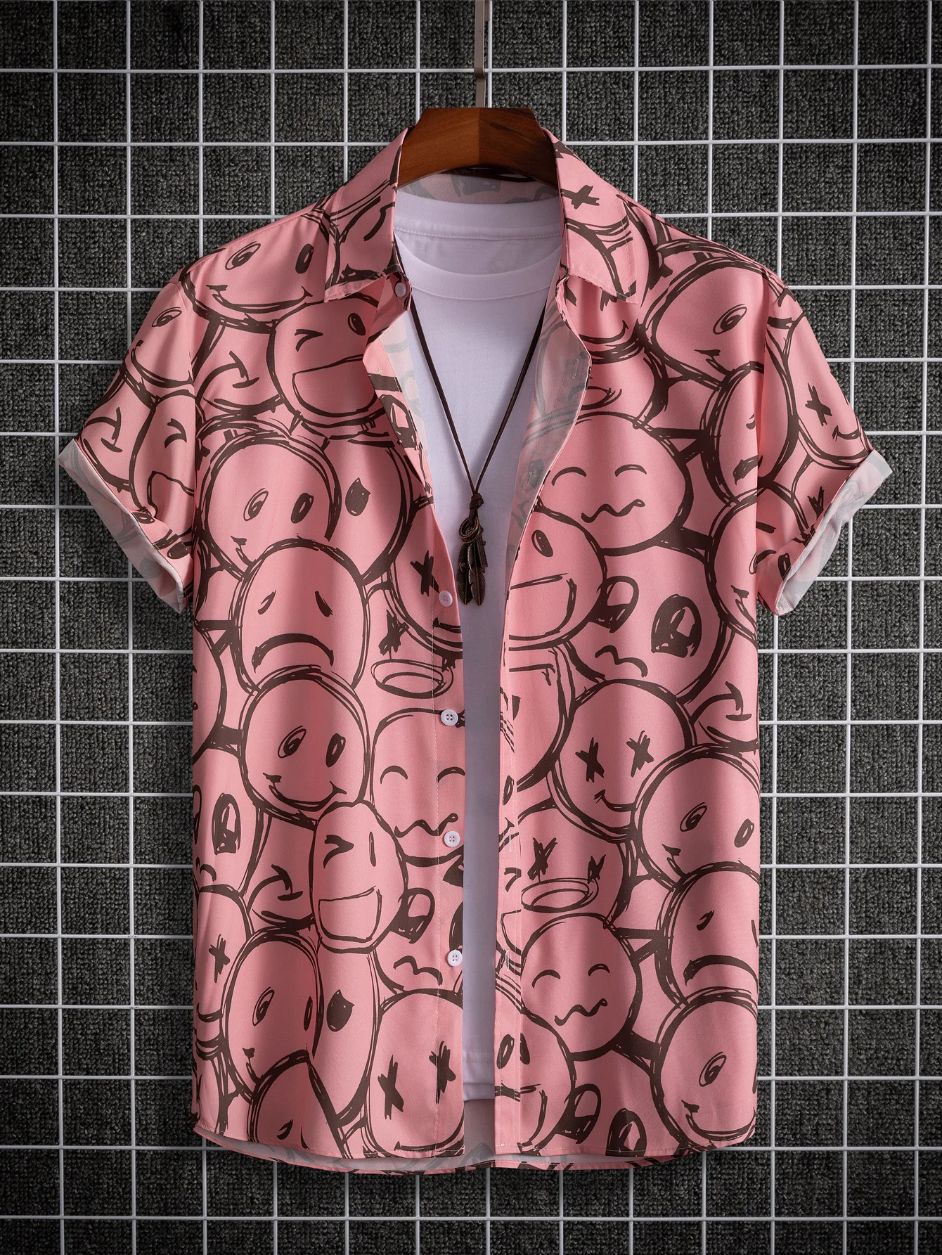 2023 Hawaiian Shirt Men Fashion Flower Geometric Printed Blouse Singlebreasted Beach Short SleeveTops Mens Holiday Clothing 250807