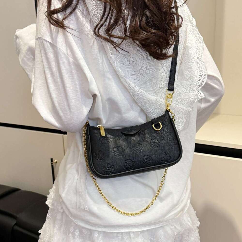 High-End Underarm 2025 Summer New Niche Women's Printed Chain Shoulder Handbag Crossbody Bag