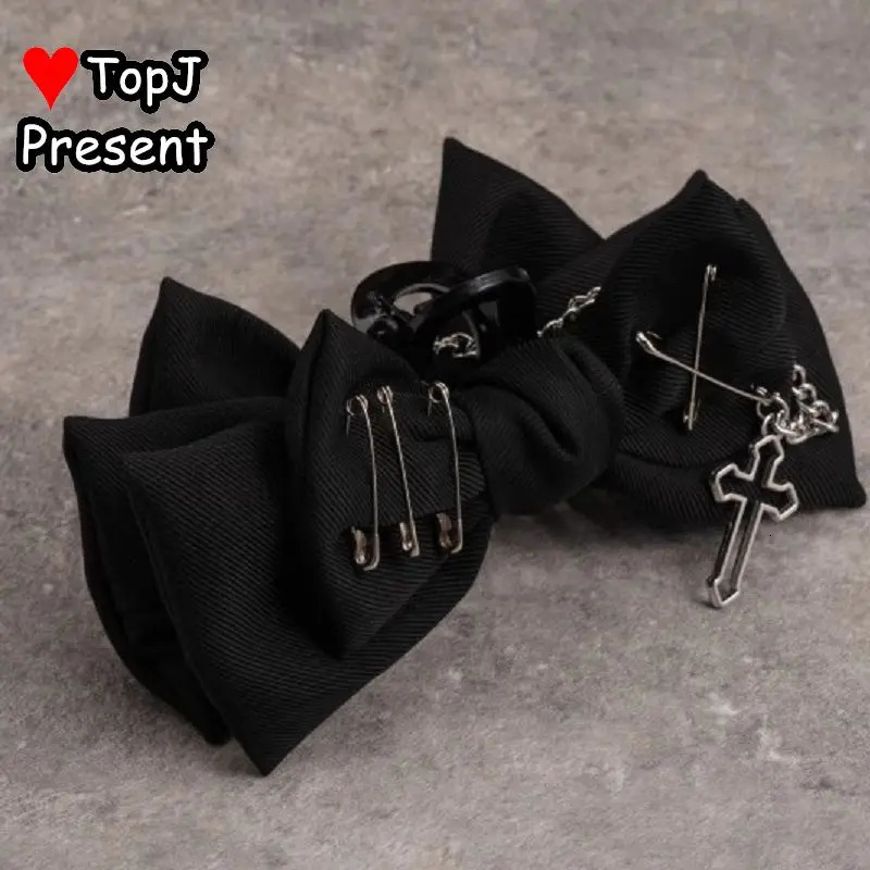 Subculture Women's Gothic Harajuku Y2K Girl Hair accessories bow cross Shark clamp Gifts teampunk personality hairpin Get caught 250730