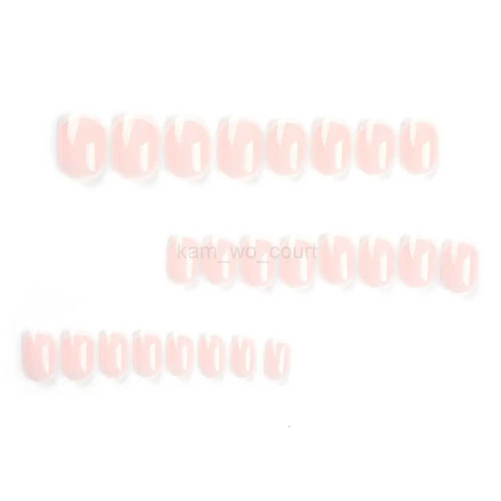 24pcs Short False Nails Simple White French Full Cover Fake Nails Detachable Press on Nail Tips Faux Fingernail M250807