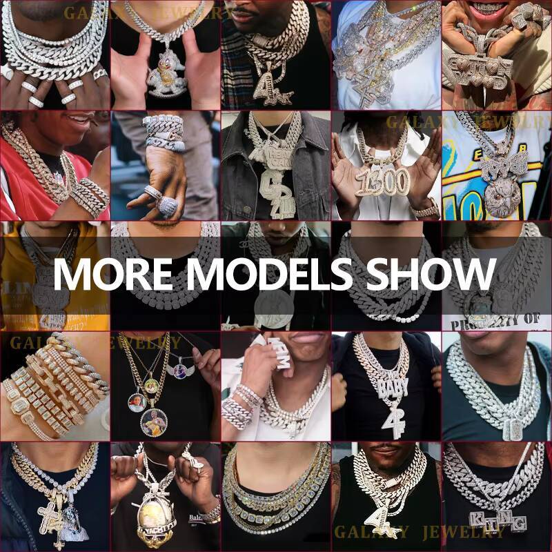 Fine Jewelry 925 Sterling Silver VVS Moissanite Diamond Iced Out 2rows Miami Cuban Link Chain Necklace for Hip Hop Men