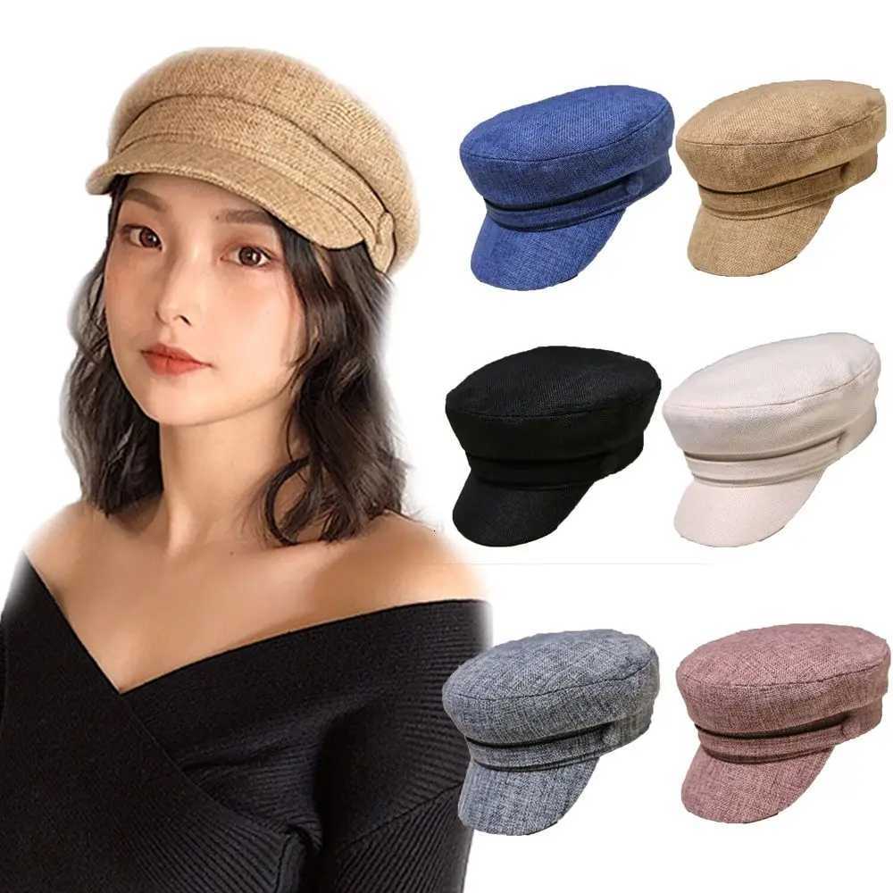 Personality Cotton Linen Women Autumn Flat C Berets Navy Hats Octagonal C XJ250807