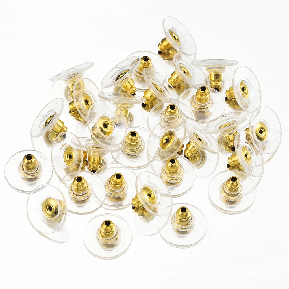 100pcs 6mm Silicon Earring Back Stoppers Gold Color Ear Stud Post Plugs for DIY Jewelry Making Earrings Component Findings 250804