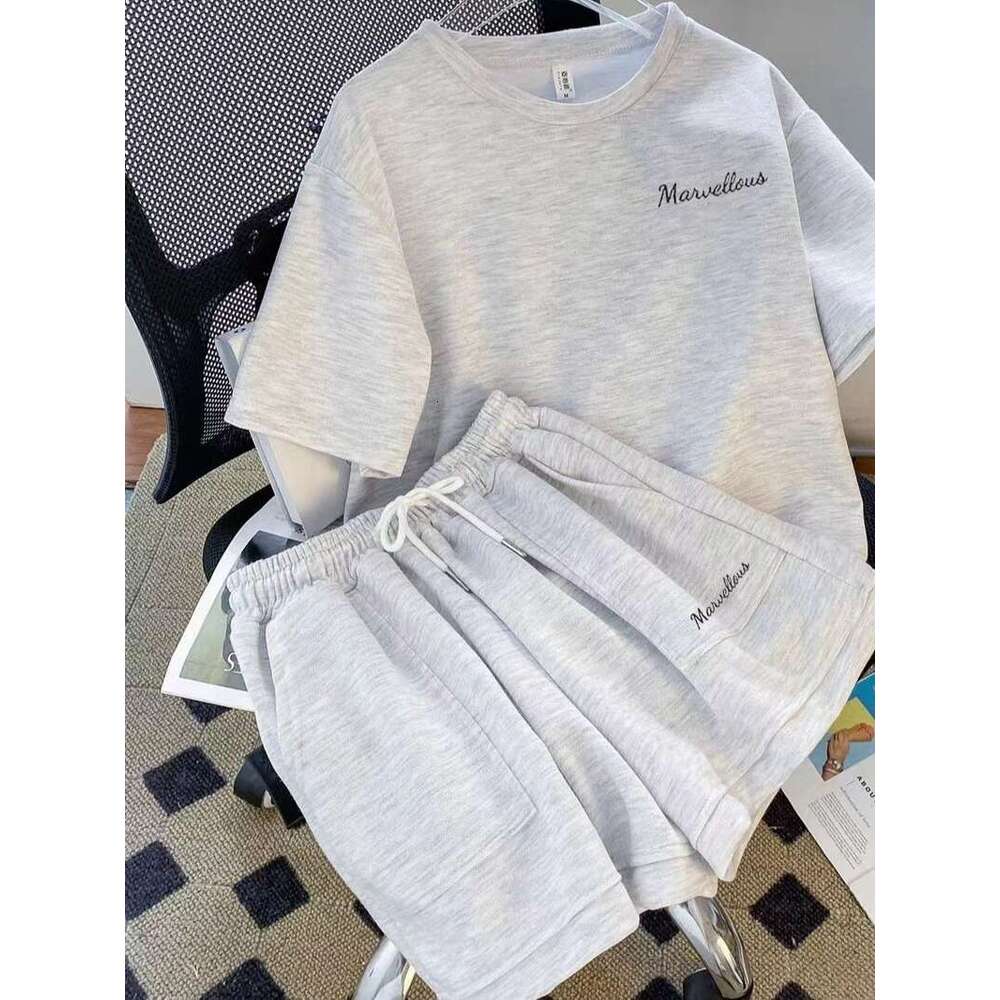 designer leisure Women's Clothing Version Loose Versatile Short Sleeved Shorts Fashionable Two Piece Suit