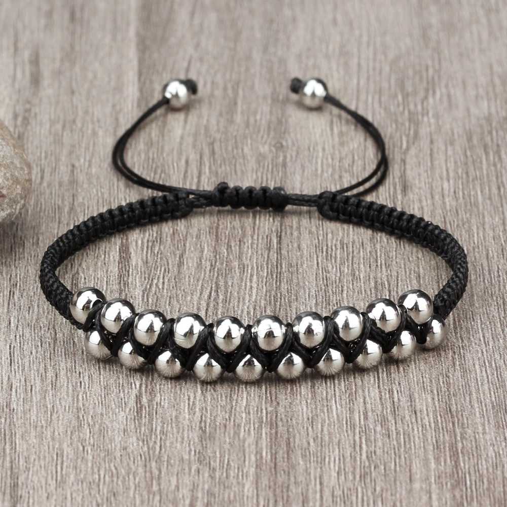 Charm Black Rope Double Layer Copper Beaded Bracelet Handmade Braided Thread Bangle for Women Men Fashion Gifts Prayer Wholesale W250807