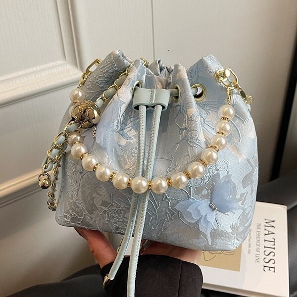 Free Shipping Designer Luxury New Chinese Style Single Shoulder Bag Women's Pearl Handbag Fashion Crossbody Bag Cheongsam Style Embroidered Handb