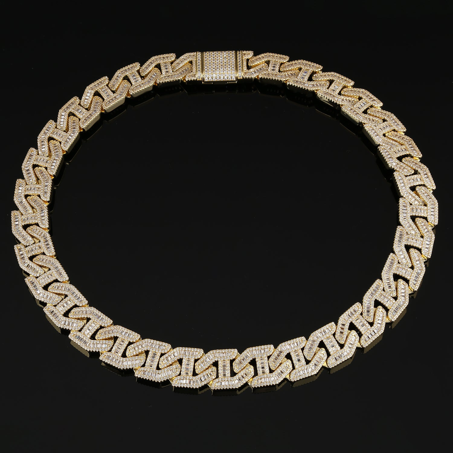 15MM Hip Hop Moissanite Chain Cuban Link Custom Figarucci Charm Necklace 925 Silver Moissanite Cuban Chain