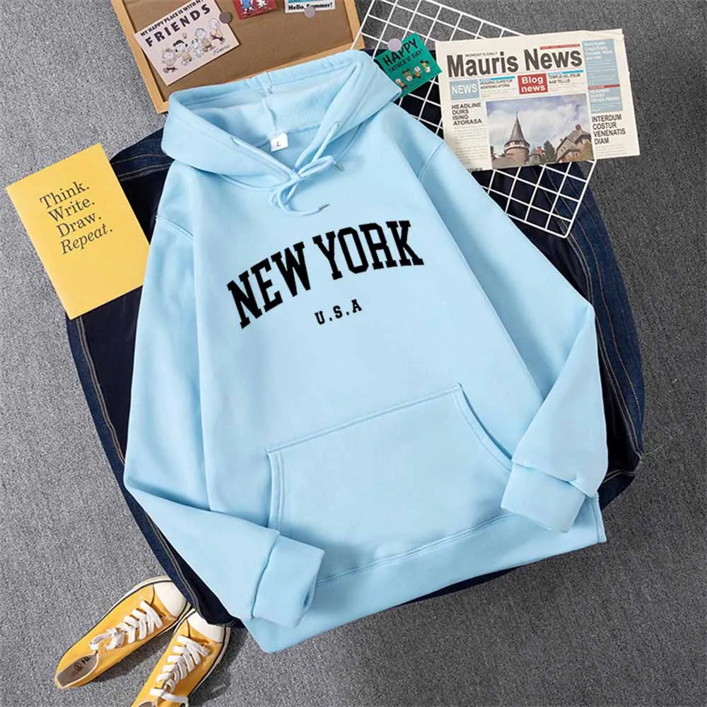 Men Women York U.S.A City Hoodies Fashion Letter Printed Graphic Sweatshirts Loose Casual Harajuku Hooded Pullover Sportwear 250804