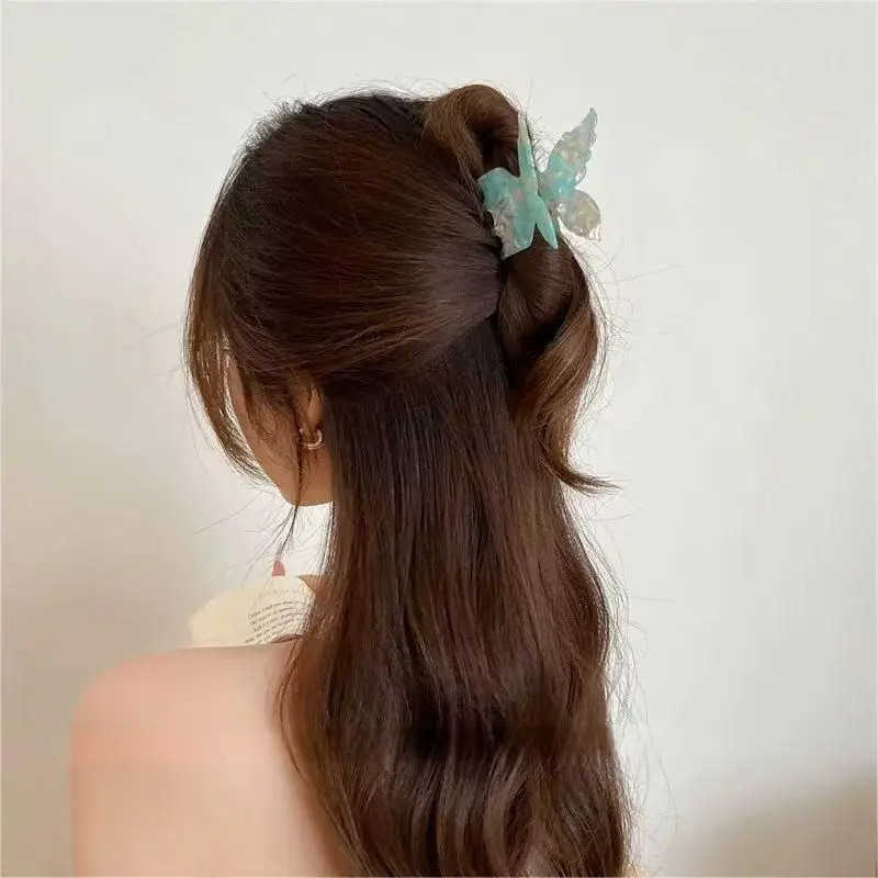 Super Fairy Three-Dimensional Butterfly Half-Tied Hair Back Of The Head Acetate Hair Clip Accessories For Women U250807