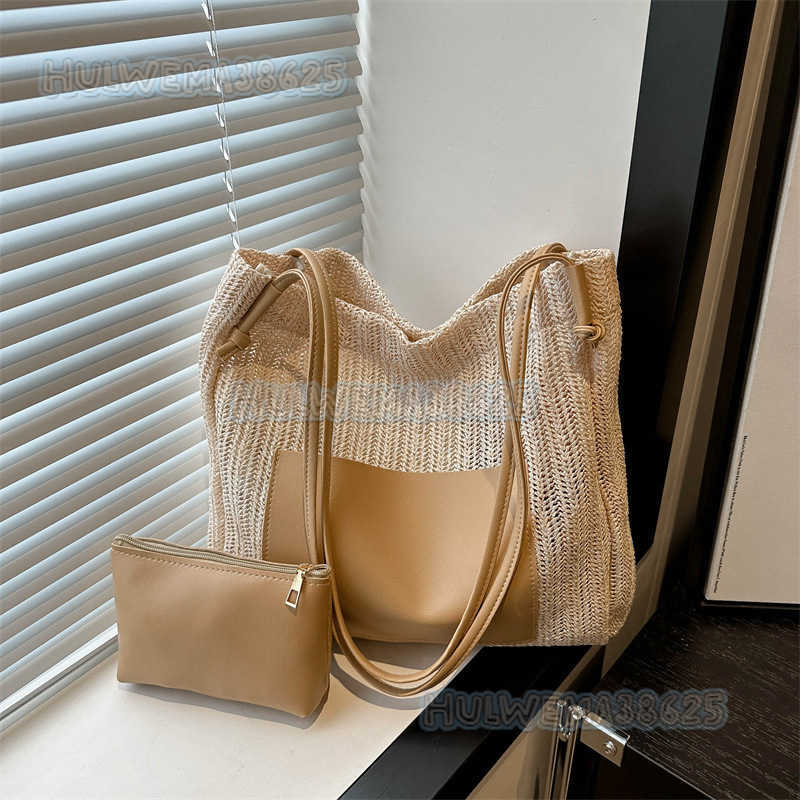 Artistic Single Shoulder Bag for Women 2024 Fashionable Design Vacation Style Large Capacity Shopping Bag Woven Tote Bag H250806