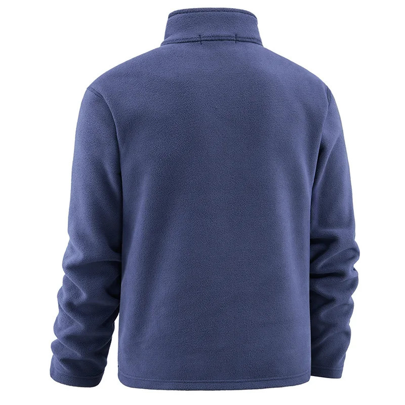 Autumn Winter Thicken Warm Fleece Hoodless Sweatshirt for Men Solid Color Stand Collar Zipper Neck Pullover Mens 250807