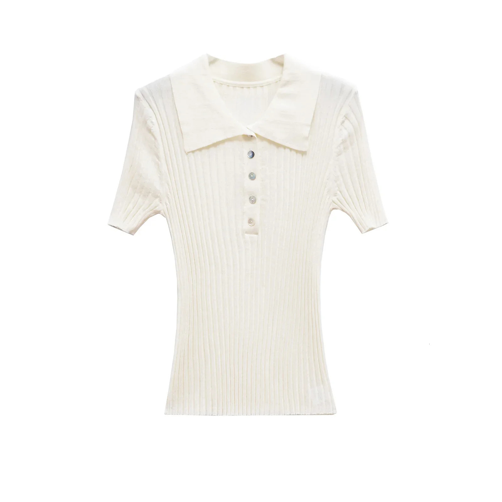 TRAFSHE Spring Summer Korean Style Knit Tshirts Cropped Top Solid Polo Shirt Short Sleeve Y2k Woman Clothing 9598124 250729