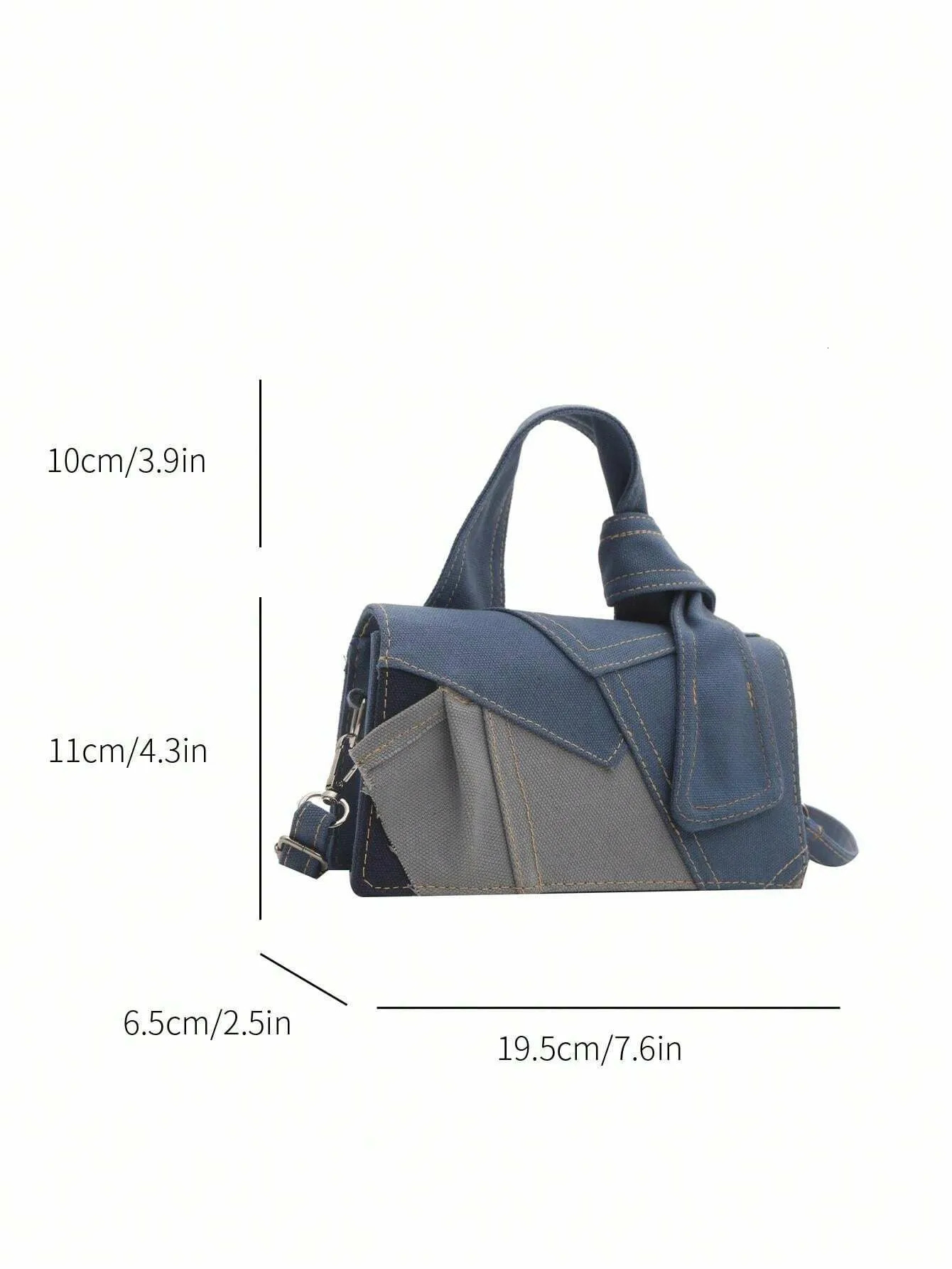 spliced denim retro bag womens square bag lightweight shoulder bag suitable for womens daily travel and shopping 250805