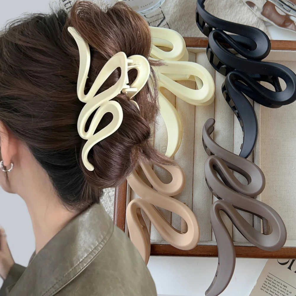 Big Matte Hair Clips Vintage Ribbon Bow Hair Claws Crab Headwear Hairpins Ponytail for Women Hair Accessories Barrettes U250807