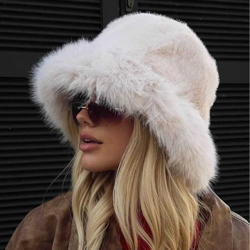 Ins Imitation Fur Bucket Hats for Women Winter New Luxury Fluffy Hat Fisherman Hat Fashionable Warm Cold Snowy Day Panama C XJ250807