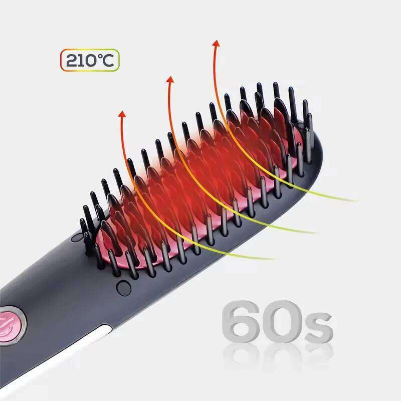 Mini Portable Electric Beard Ceramic Fast Heating Brush Pressing Hot Comb Hair Straightener