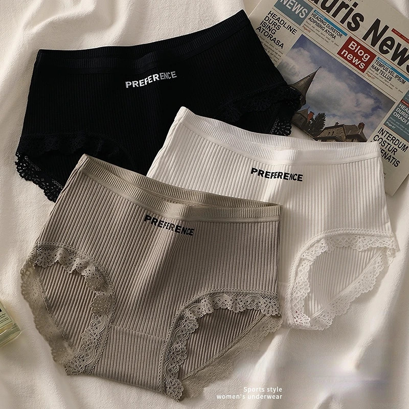 3PCSset Women Cotton Brazilian Panties MXL MidRise Solid Color Underwear Ladies Comfortable Underpants Girls Panty Intimates 250807