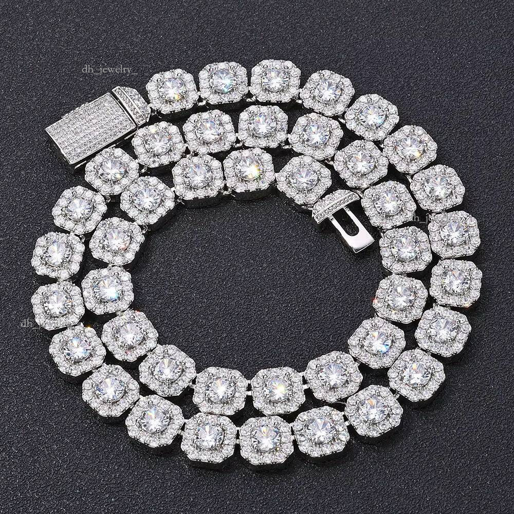 2025 New VVS Black Moissanite Prong Tennis Chain for Men Fine Jewelry Hip Hop Style Passed Dia Tester Iced Necklace 8MM width Large
