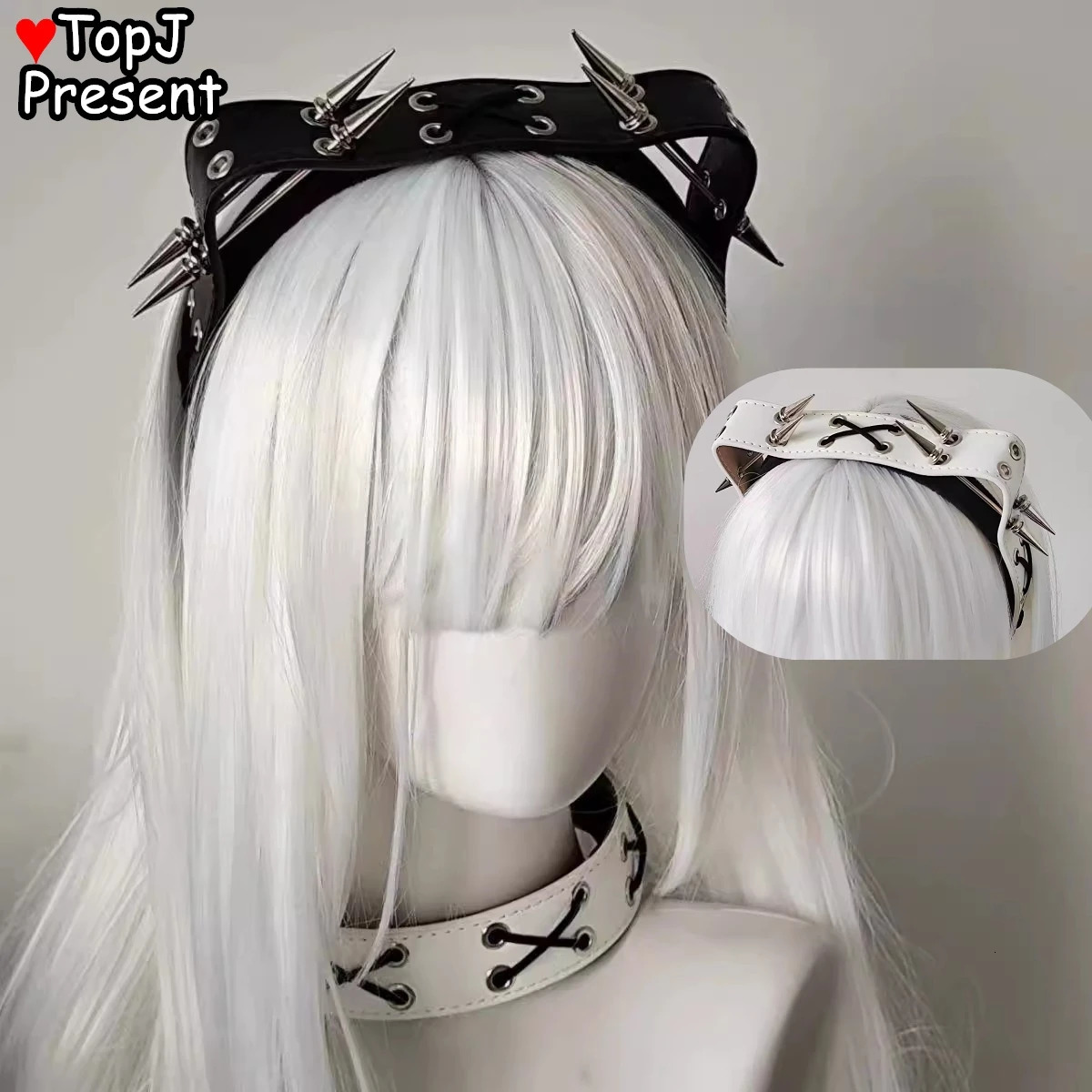 Harajuku Gothic Y2K Punk Rivets Leather Hair Hoop Halloween KC Headband Women Girl Lolita Punk Hairbands Hair Accessories 250730
