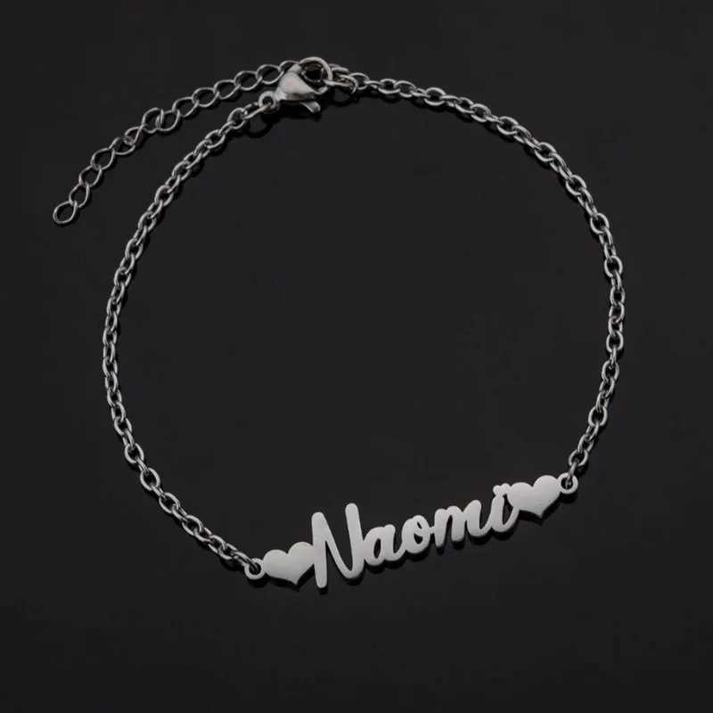New Stainless Steel PVD Plated Cut Heart-shaped Letter Anklet Personalized Customization English Name Chain Feet Y250805