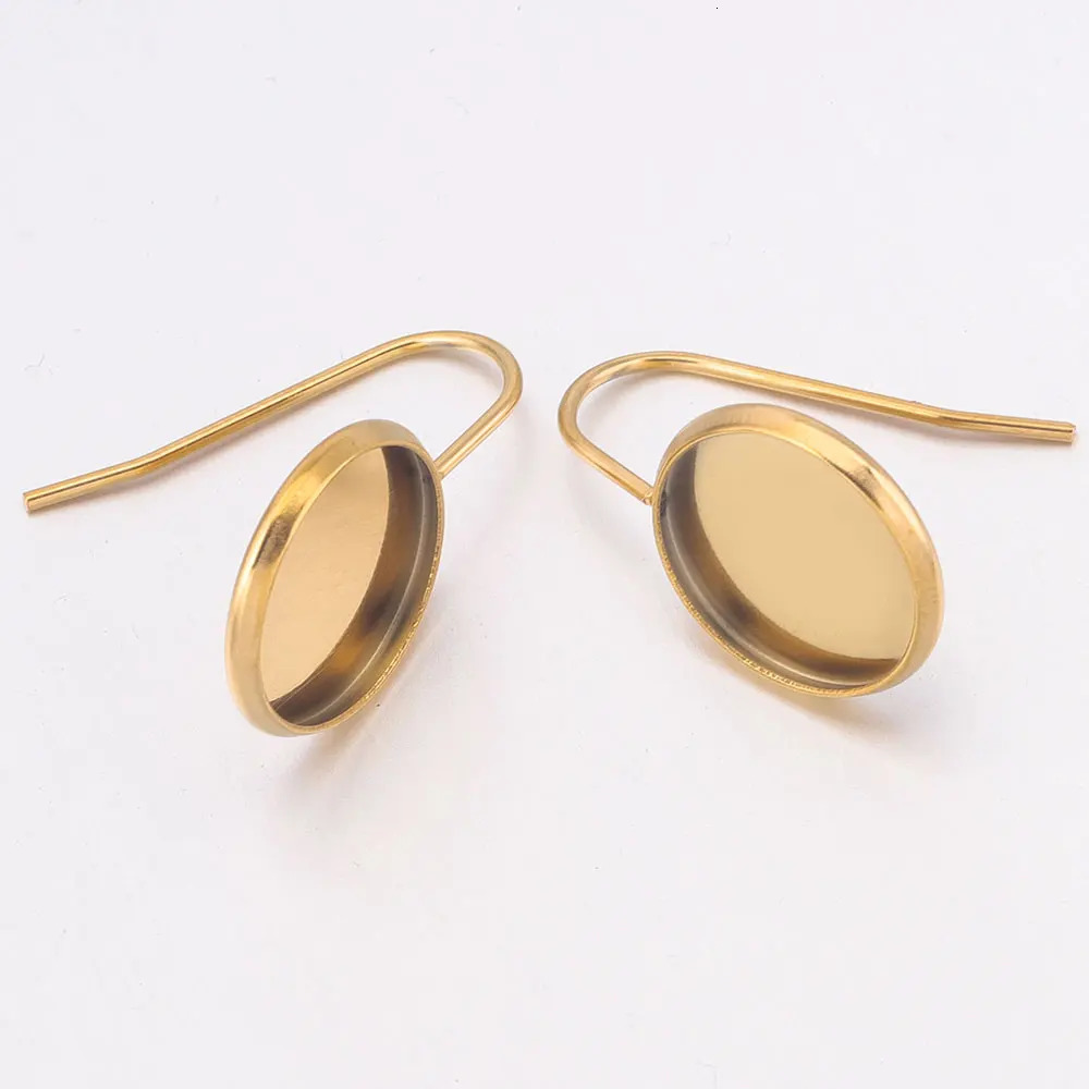 10pcs 8 10 12mm Stainless Steel U Shape Earring Making Supplies Cabochon Tray Diy Ear Hook Back Blank Base Resin Jewelry 250804