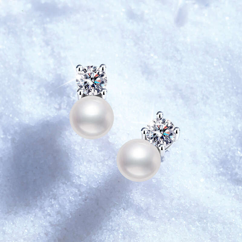 Iced Out VVS Natural Freshwater Pearl Elegant Versatile D Color Moissanite Earrings for Women