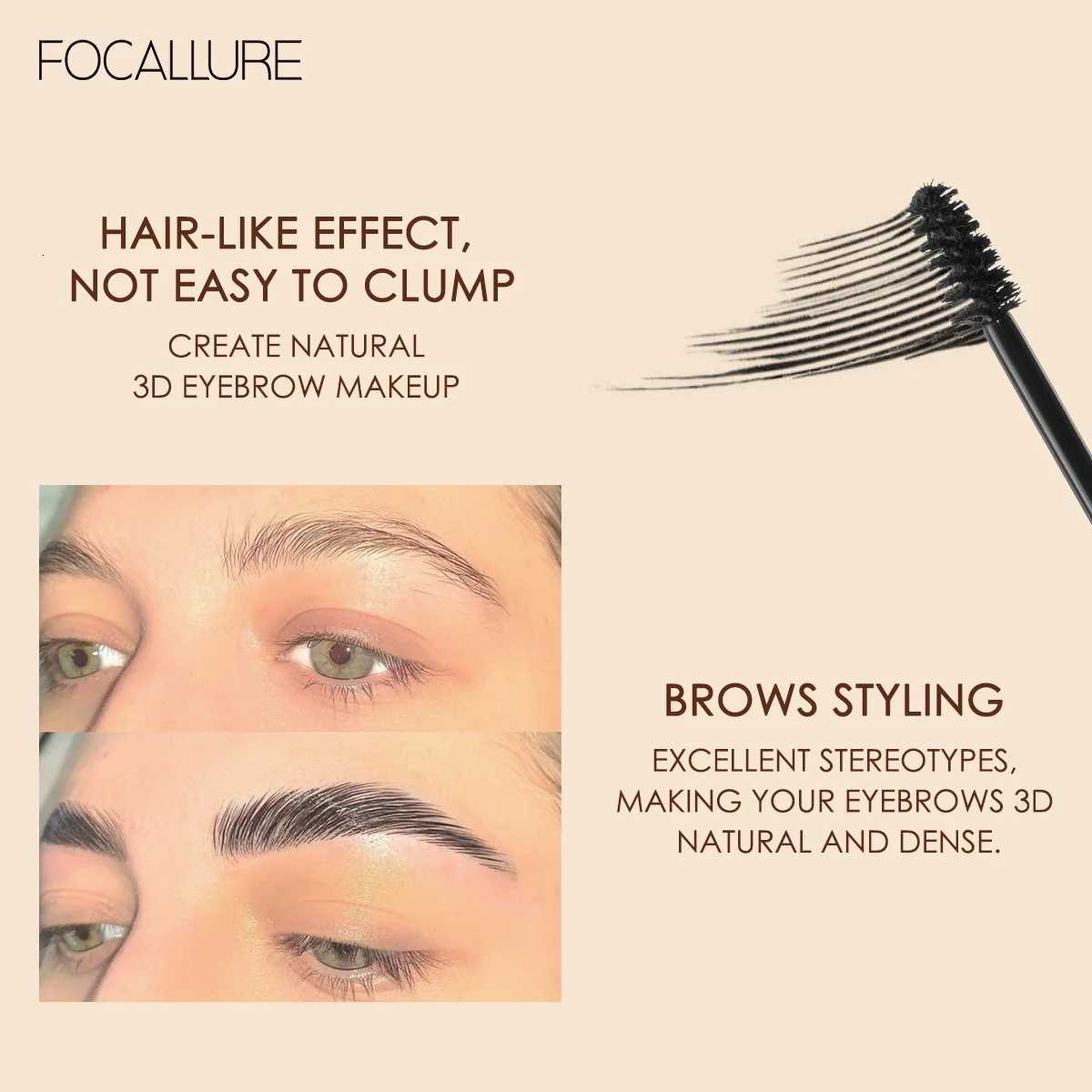 FOCALLURE Eyebrow Styling Gel Brows Wax Sculpt Soap Clear Brown Gray Waterproof Long-Lasting 3D Feathery Wild Brow Style Makeup W250807