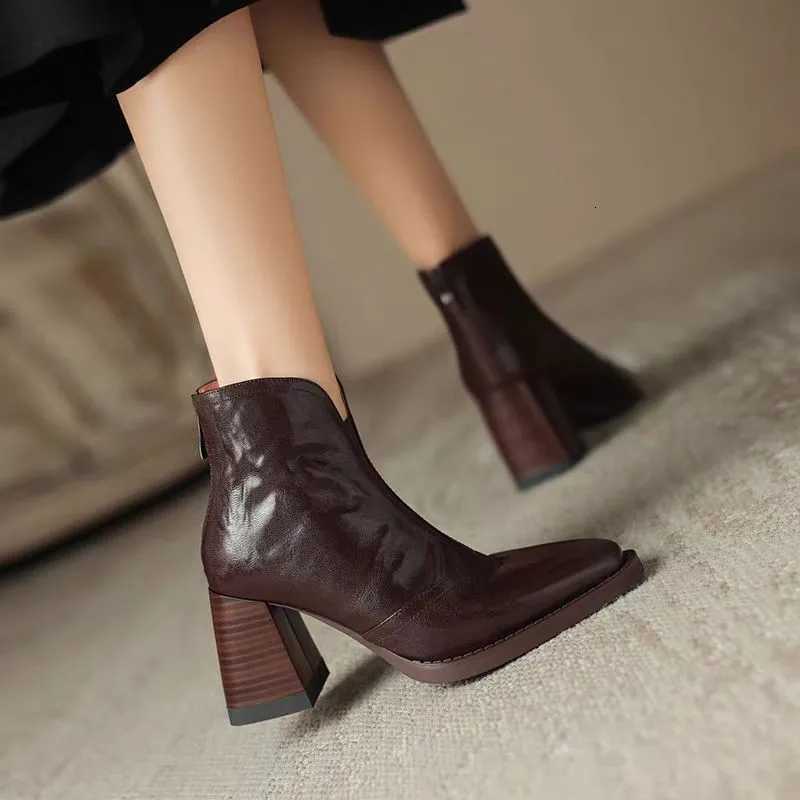 Ankle Boots for Women Side Zipper Stretch Middle Heel Short Boot Fi Pointed Shoes Botas De Mujer 2024 XJ250807