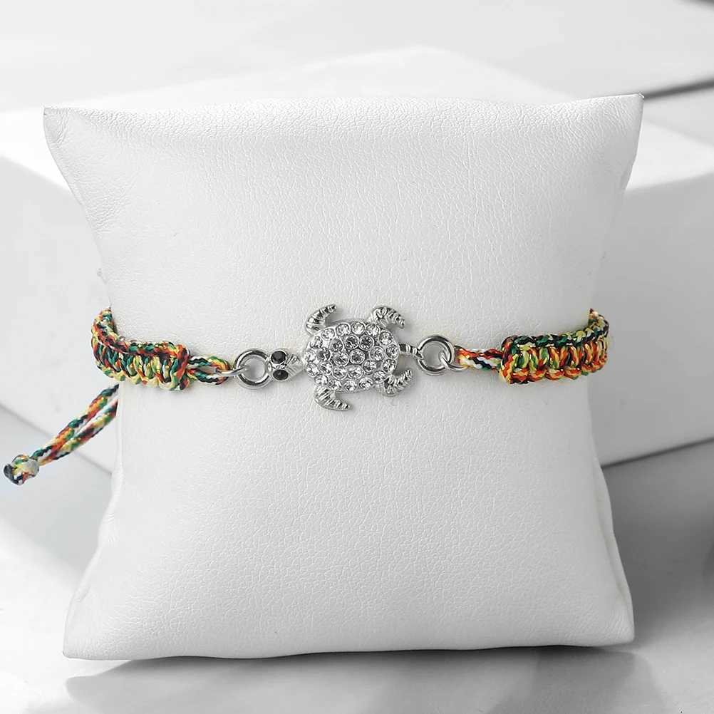 Vintage Crystal Turtle Pendant Braided Bracelet Colorful String Bangles Chain Jewelry Couple Bracelet Gift for Friend W250807
