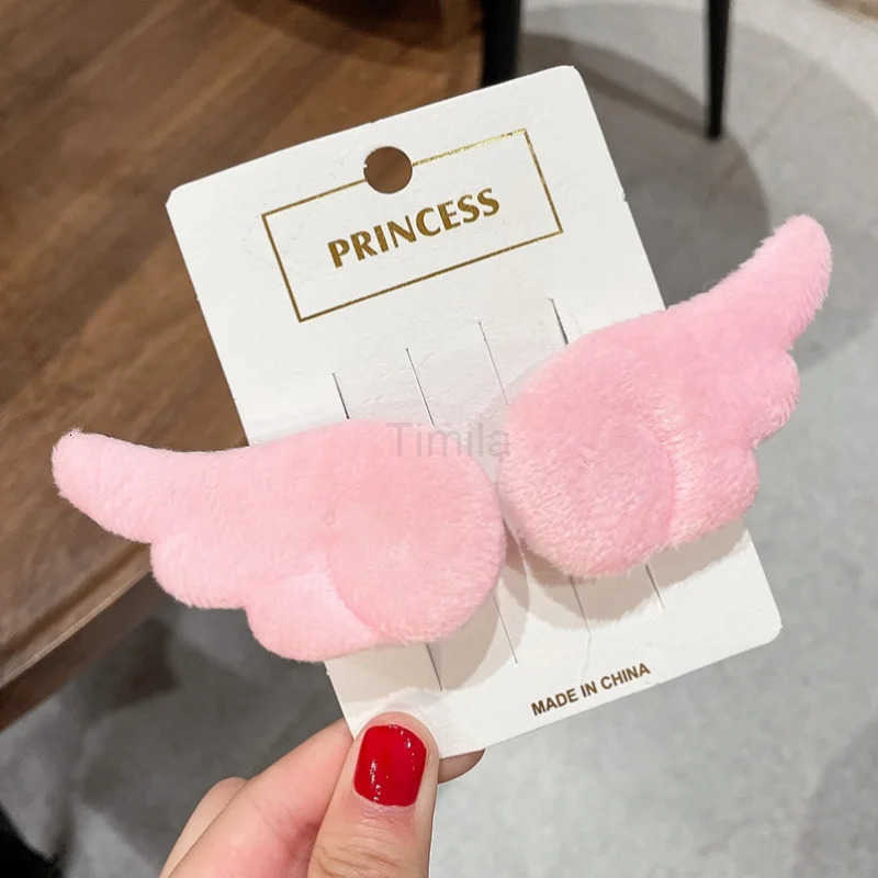 2pcs Angel Wing Hair Clips for Girls Cartoon PLUSH Pins Barrette Wing Hair Hoop Christmas Holiday Dress Up Hairpin Accessories U250807