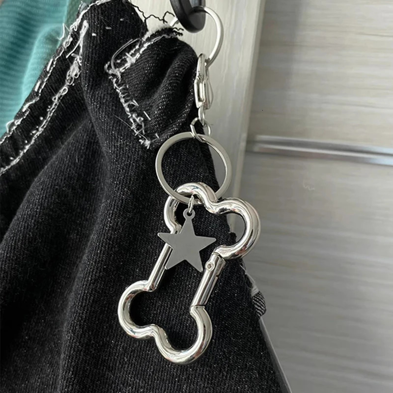 Punk Cool Bone Keychain Korean Fashion Star Bag Pendant Accessorys Goth Jewelry Grunge Keychains Cute 250807