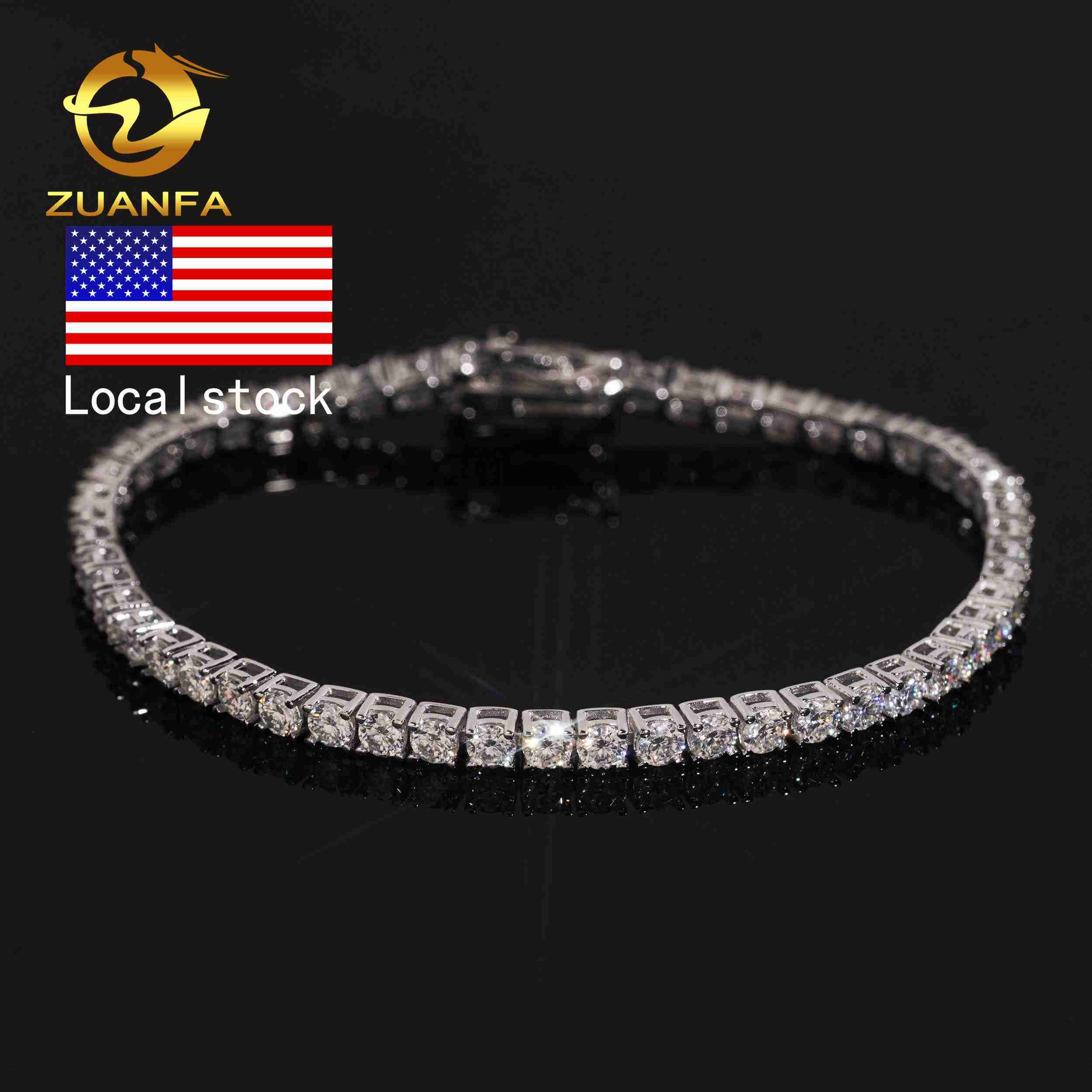 Local Stock Fast Shipping Classic Prong Setting 925 Silver 3mm VVS Moissanite Tennis Bracelet