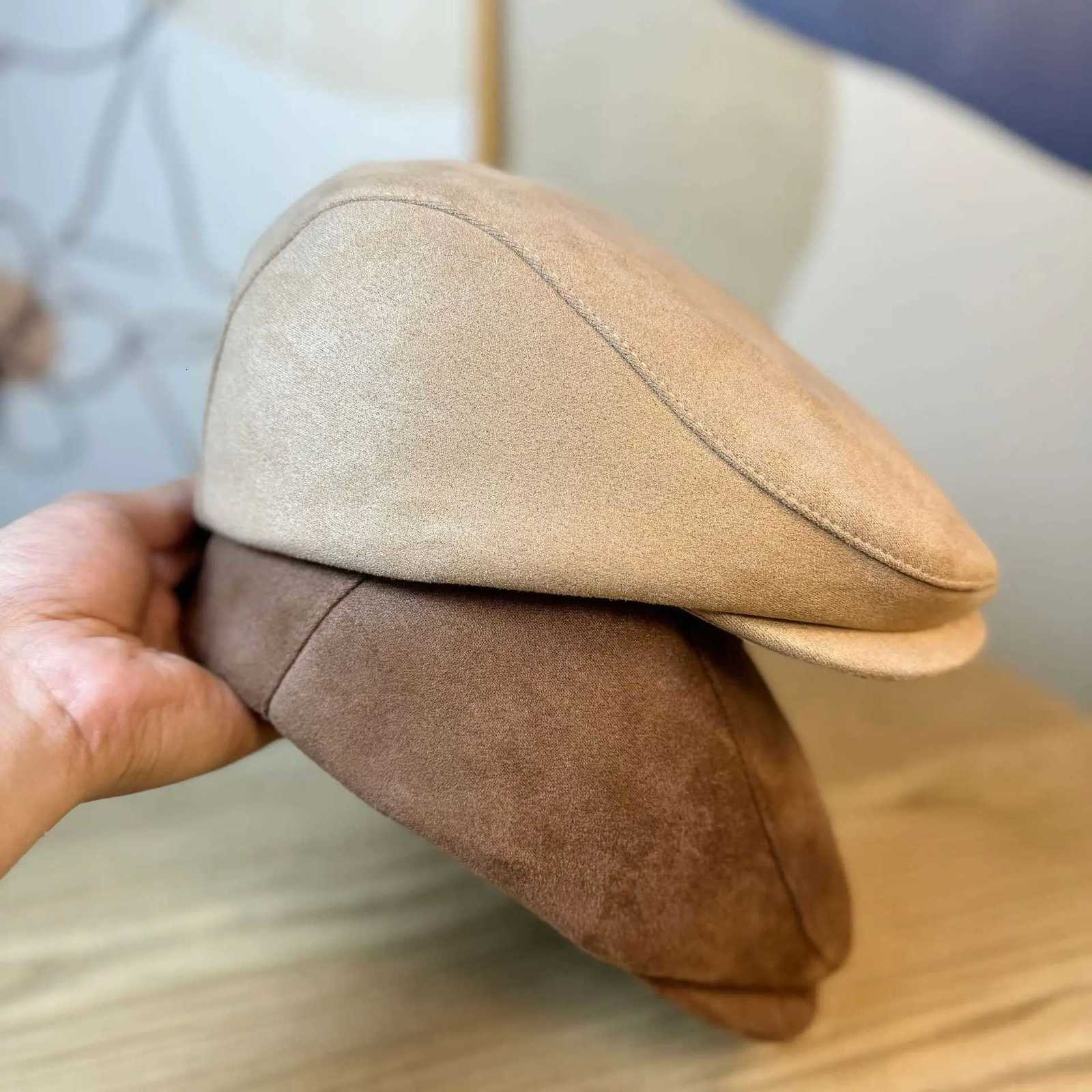 New Unisex Autumn Hat Suede Faux Leather Solid Color Beret For Women Vintage Warm Visor Winter For Men Outdoor Gift XJ250807