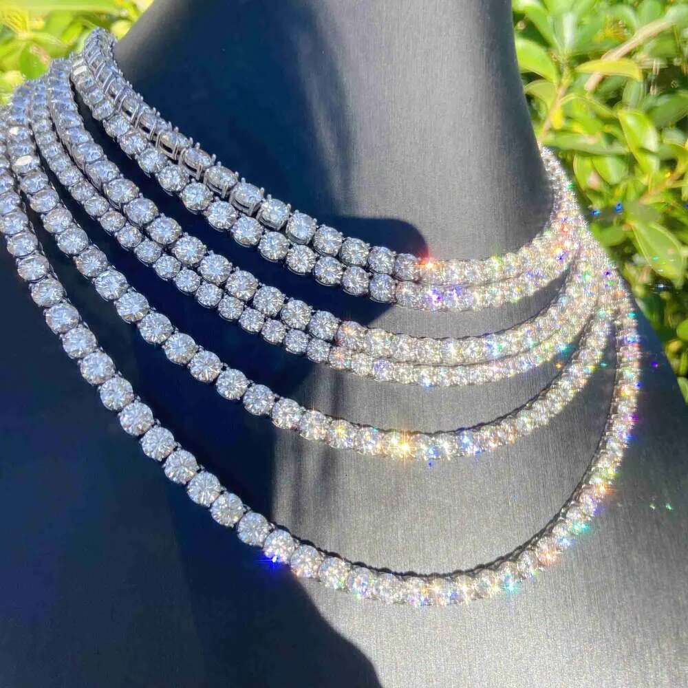 Designer necklaces that have passed the testHip Hop Jewelry Sterling Sier Pass Tester vvs Dia VVS Moissanite Tennis Chain for men