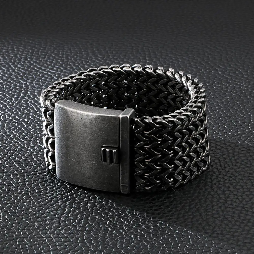 KALEN Stainless Steel Link Chain Bracelets High Polished Dubai Gold Color Mesh Bracelets Men Cool Jewelry Accessories Gifts 250805