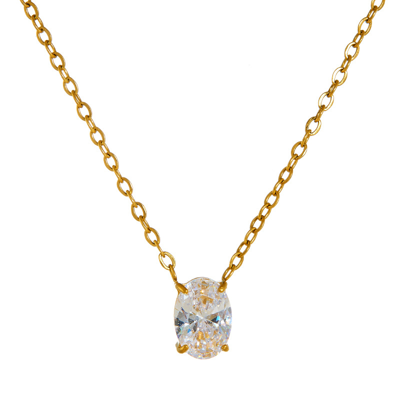 2025 Choucong Ins Top Sell Sweet Cute Simple Fashion Jewelry Stainless Stee 18K Gold Oval Cut 5A Cubic Zircon CZ Diamond Heart Pendant Party Women Cla