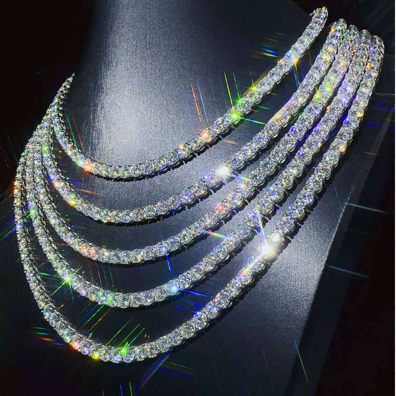 Fashion Jewelry Hip Hop Necklace Pass Dia Tester 5mm Vvs Moissanite Iced Out Tennis Chain for Men Women