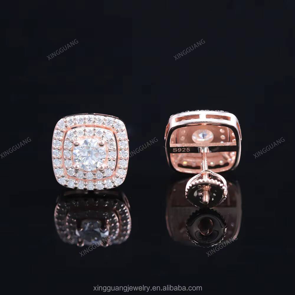 Custom Fine Jewelry Earrings 925 Silver 18k Gold Plated Screw Back Stud Earring D Color VVS Moissanite Earring GRA Certificate