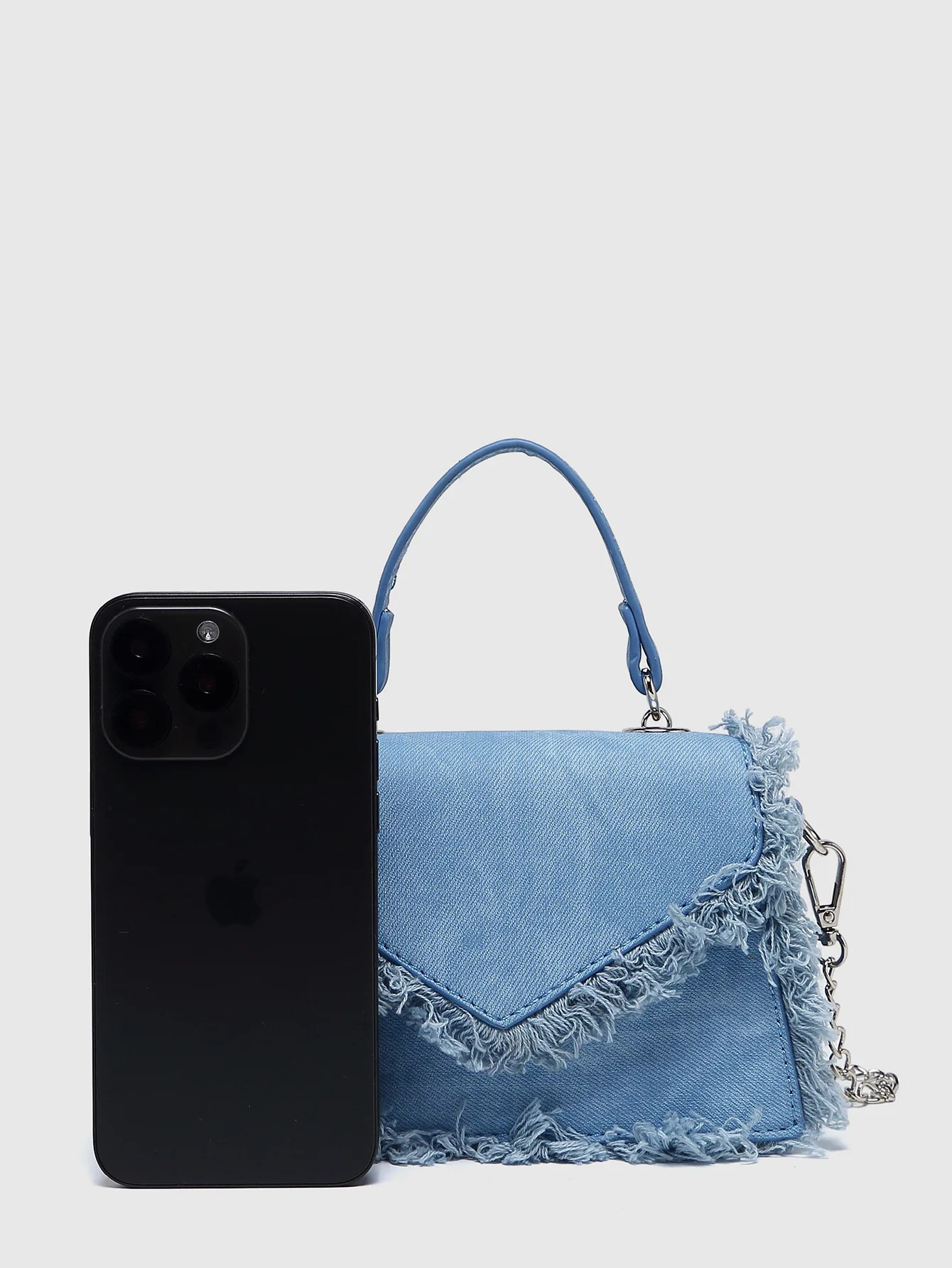 Retro tassel handbag denim blue mini bag chain shoulder crossbody bag 250805